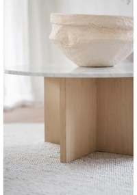 Fehér-barna márvány kerek dohányzóasztal 90x90 cm Brooksville - Rowico