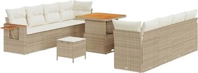 vidaXL Kerti Kanapé Szett párnával 12 pcs Beige és krém polirattan