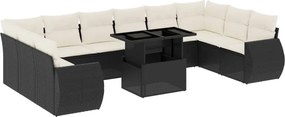 vidaXL 11 részes fekete polyrattan kerti ülőgarnitúra párnákkal