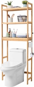 Wc feletti polc 3 szintes bambusz fürdőszoba polc 63x26x170 cm
