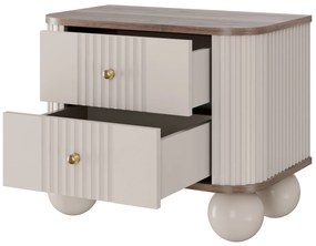 Vesper éjjeliszekrény készlet 56 cm - kasmír / diófa / arany fogantyúk / gömb alakú lábak
