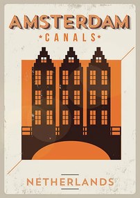 Illusztráció Typographic Amsterdam City Poster Design, kursatunsal