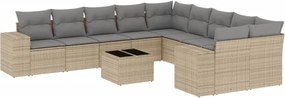 vidaXL 11 részes bézs polyrattan kerti ülőgarnitúra párnákkal