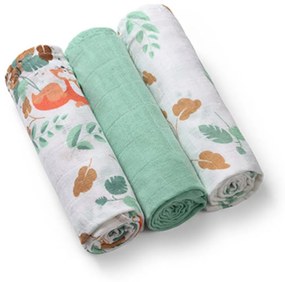 Muslin - szuper puha pelenka, 3 db, Állatok - menta