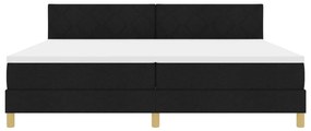 Boxspring ágy matraccal és LED világítással, fekete, 200x200 cm, szövet