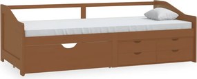 vidaXL mézbarna 3 személyes tömör fenyőfa kanapéágy fiókokkal 90x200cm