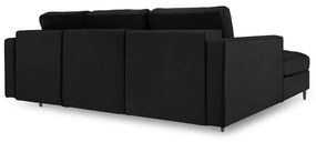 Santo fekete kinyitható bársony sarokkanapé, bal oldali - Milo Casa