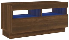 barna tölgyszínű TV-szekrény LED-világítással 80 x 35 x 40 cm