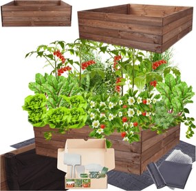 Fa virágtartó zöldséges ágyás magasított láda 36x100x100