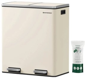 Fém pedálos soft close szemetes,15 db szemeteszsákkal, felhőfehér