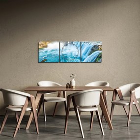 Kép - Vízesések (órával) (90x30 cm)