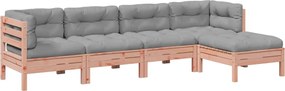 vidaXL 5 részes tömör duglászfenyő kerti társalgószett párnákkal