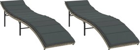 vidaXL 2 db világosszürke polyrattan napozóágy párnával