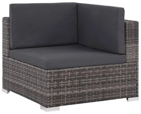 vidaXL 6-részes szürke polyrattan kerti bútorszett párnákkal