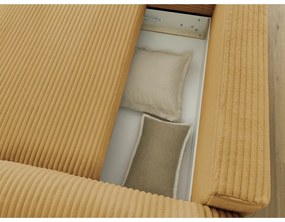 Mustársárga kordbársony kinyitható sarokkanapé (bal oldali) Lucien – Bobochic Paris