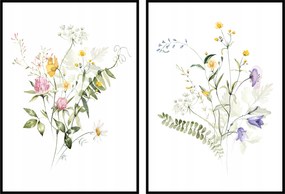 Virágok levelek fű 2db 60x90cm grafika botanika természet poszter falra