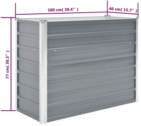 szürke horganyzott acél kerti magaságyás 100 x 40 x 77 cm