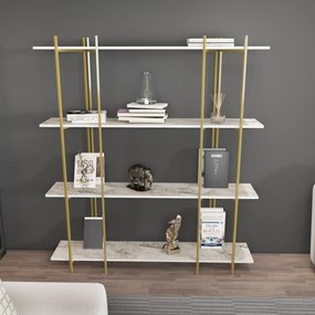 könyvespolc Moss - White, Gold