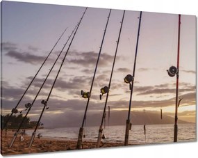 Vászonkép 100x70 Orsók és horgászbotok strand