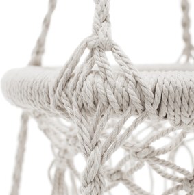 Függő hintaszék bojtokkal, fehér, DELUS