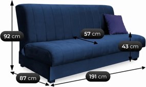 Ágyazható kanapé sötétkék színben, velúr kárpittal SIGMA