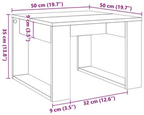antik fa színű szerelt fa kisasztal 50 x 50 x 35 cm