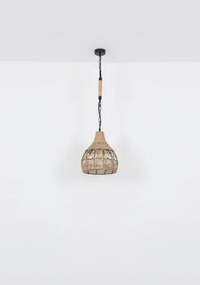 Globo 15671H Függeszték matt fekete fém váz, barna kenderkötéllel körbefonva. Ø:300, H:1350, fényforrás nélkül 1xE27 60W 230V