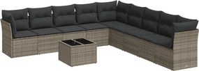 vidaXL 10 részes szürke polyrattan kerti ülőgarnitúra párnákkal