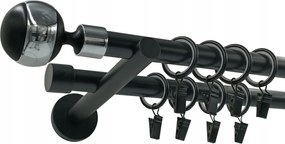 Fém Függönykarnis Dupla Függönykarnis 19 MM Fekete 360 cm Végválaszték