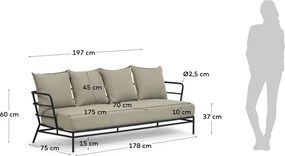 Mareluz bézs fémszerkezetű kerti kanapé - Kave Home