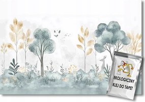 Fotótapéta Flizelina Pasztell Tájkép Erdő Fák Állatok 150x105 ragasztó