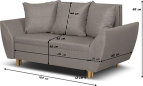 ALEX Kétszemélyes kinyitható kanapé Rózsaszín