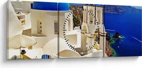 Kép - Santorini, Görögország (órával) (90x30 cm)