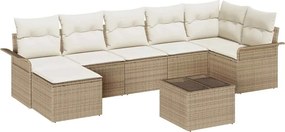 vidaXL Kerti Kanapé Szett párnával 8 pcs Bézs Poli rattan