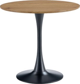 Étkezőasztal, tölgy/fekete, átmérő 80 cm, REVENTON NEW
