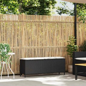 vidaXL fekete polyrattan kerti pad párnával 110x30x40,5 cm