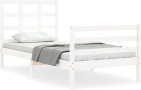 vidaXL fehér tömör fa ágykeret fejtámlával 90 x 200 cm