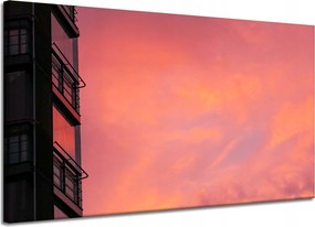 Vászonkép Rózsaszín égbolt Naplemente épület 120x70