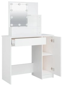 fehér fésülködőasztal LED-del 86,5 x 35 x 136 cm