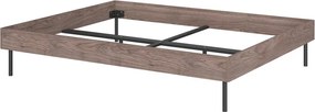 Sötét natúr színű forgácslemez franciaágy ágytámla nélkül ágyráccsal 160x200 cm diófa dekorral Streiko – noo.ma