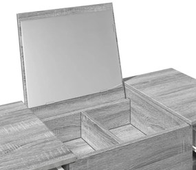 szürke sonoma színű fésülködőasztal tükörrel 100x45x76 cm