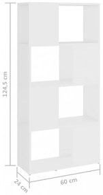 fehér szerelt fa térelválasztó könyvszekrény 60 x 24 x 124,5 cm
