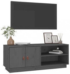 szürke tömör fenyőfa TV-szekrény 105x34x40 cm
