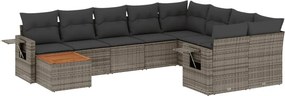 vidaXL 10 részes szürke polyrattan kerti ülőgarnitúra párnákkal