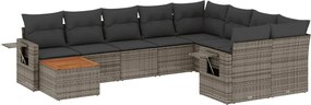 vidaXL 10 részes szürke polyrattan kerti ülőgarnitúra párnákkal