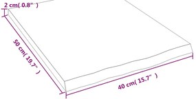 kezeletlen tömör fa fürdőszobai pult 40x50x2 cm