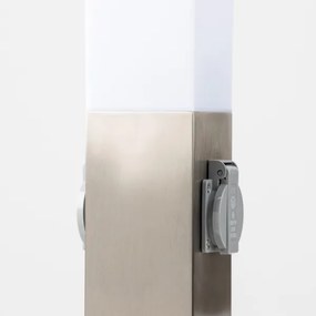 BRILAGI - Kültéri lámpa két Schuko aljzattal SCHUKO NOVA 1xE27/15W/230V 40 cm IP44 króm