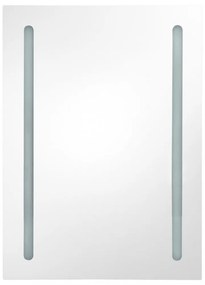 betonszürke LED-es tükrös fürdőszobaszekrény 50 x 13 x 70 cm