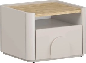 Amilio éjjeliszekrény fiókkal 50 cm - kasmír / olajozott tölgy / kasmír fogantyú