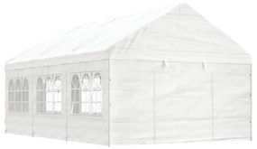 fehér polietilén pavilon tetővel 6,69 x 4,08 x 3,22 m